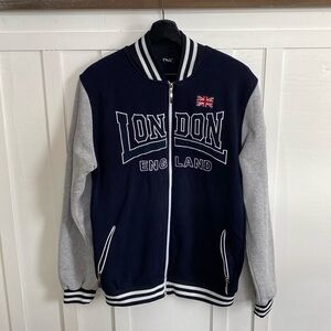 NOS London England Collegiate Varsity Jacket Navy Blue Men’s Size XL